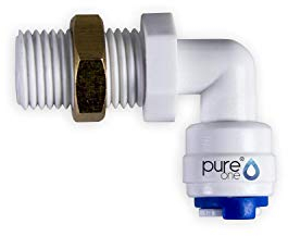 Pure One EF015-BB Quick-Fitting - 1/4 AG auf 1/4 Zoll Schlauch mit Kontermutter | L-Form | Zubehör für Umkehr-Osmose, Wasser-Installationen