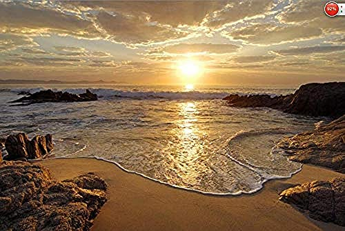 ZZXIAO 3D Fototapete Sonnenaufgang Meer Ozean Welle Sonnenuntergang Strand Wand Poster Wandaufkleber Wohnkultur fototapete 3d effekt tapete Wohnzimmer Schlafzimmer Hintergrundbild-300cm×210cm