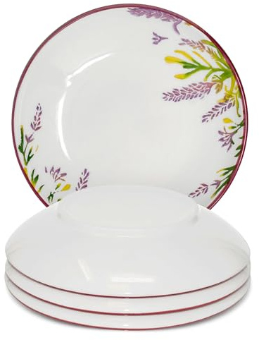 Lashuma 4 platos hondos y redondos de 19 cm de diámetro, platos de pasta de cerámica, diseño: lavanda