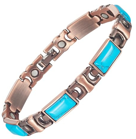 YINOX Kupfer Magnetarmband Türkis Stein Armband Damenarmband Modegeschenk - Magnetarmband für Damen (18,5 cm)