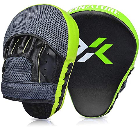 Pratzen Boxen mit hochwertiger Polsterung - 1 Paar Kickboxen Boxpratzen für optimale Schlagdämpfung,Trainerpratzen Boxing Pad für Männer Frauen,Schlagkissen für Karate MMA Taekwondo Muay Thai-Grün