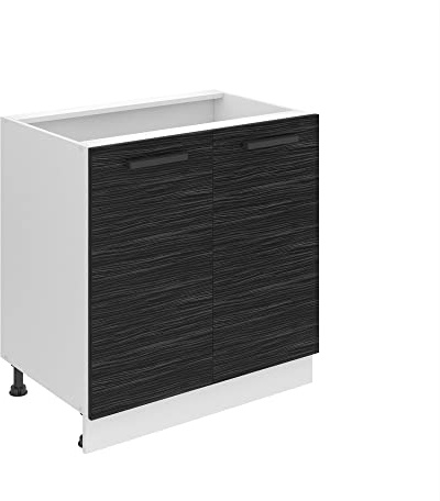 Belini Unterschrank SD 80 cm, ohne Arbeitsplatte, Königliches Ebenholz | Küche, Küchenunterschrank Breite, Küchenschrank mit 2 Türen