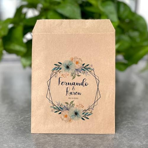 Personalisierte Geschenktüten für Hochzeiten 3x6/4x6/5x7/6x9Papiergeschenktüten Party Weiß/Kraftpapiertüte Keksriegel Leckereien Süßigkeitstüten-Kraft,8x15cm 30St