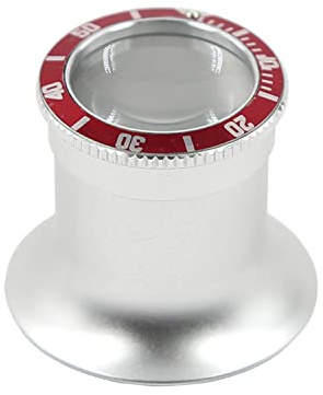 SELVA Lupe mit roter Lünette im RX-Stil, mit seitlicher Öffnung, 5-fache Vergrößerung, Glaslinse, Aluminium
