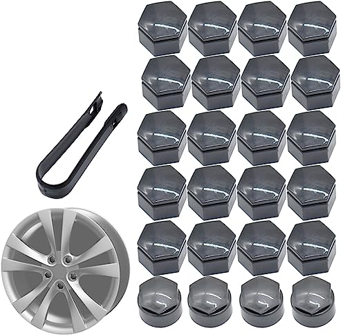 ZYNCUE 20 Stück Radmutterkappen 22 mm, schwarze Radmutterkappen mit 4 grauen Verschlusskappen und Werkzeugset zum Entfernen von für Opel Insignia, 2 Sets