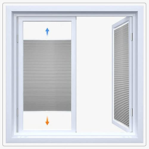 Wabenplissee,Verdunkelungs Waben-plissee Für Fenster Und Türen,Ohne Bohren Plisseerollo,Thermische Und Akustische Wabenplissee Faltrollo Für Heimbüros,Grau Doppelplissee,W×H-120x180cm/47.2*70.9in