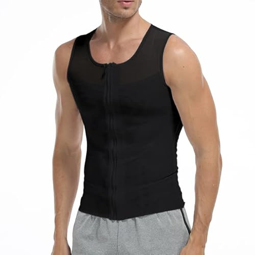 SUIUOI Herren Bauch Weg Shirt Shapewear Unterhemd,Figurformend Shaper Bauchweg Abnehmen Shapewear Flatten Whole Abdomen, Gynäkomastie-Kompressions-Hemdweste