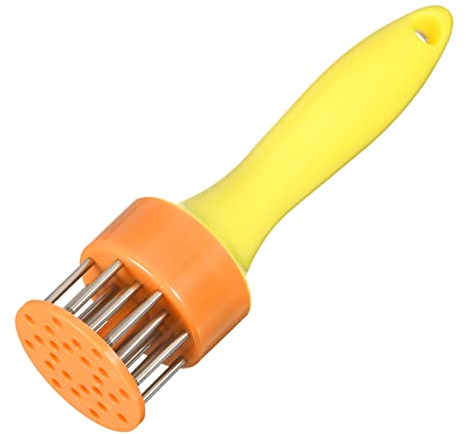 sourcing map Stainless Steel Meat Tenderizer, Meat Mallet Needle Nails Kitchen Tools with Plastic Handle for Tenderizing Meats Steak Fish Chicken, Yellow