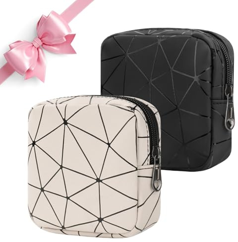 Desing Wish 2 Stück Tampon Aufbewahrung Binden Tasche Perioden Aufbewahrungstasche Klein Make Up Tasche Schminkbeutel Reise Kosmetiktasche Damen Erste Periode Set Mädchen Geschenk mit Reißverschluss