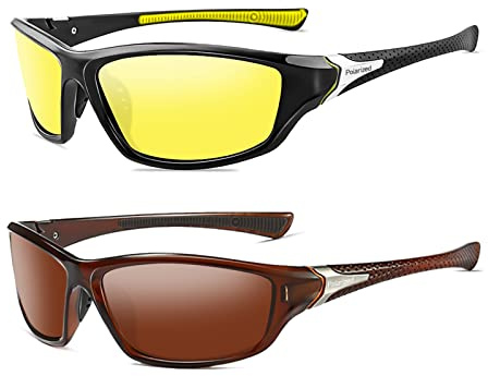 YUELUQU Polarisierte Sportbrille Sonnenbrille für Herren Damen Fahrerbrille Radsportbrillen Skifahren Autofahren Fischen Laufen Wandern UV400 Schutz