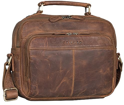 STILORD Kuno Umhängetasche Herren Leder klein braun ideal als Kameratasche Männer Businesstasche Vintage Messenger Bag Echtleder und Schultertasche Reporter Ledertasche