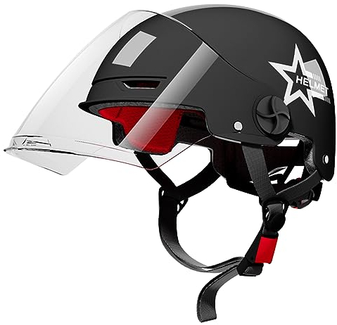 ACMEDE Mofa Helm Herren Halbschale Motorradhelm Mit Schutzbrille Jethelm Roller-Helm Scooter-Helm Biker Cruiser Brain-Cap für Moped Helm Für den Sommer 56CM-63CM