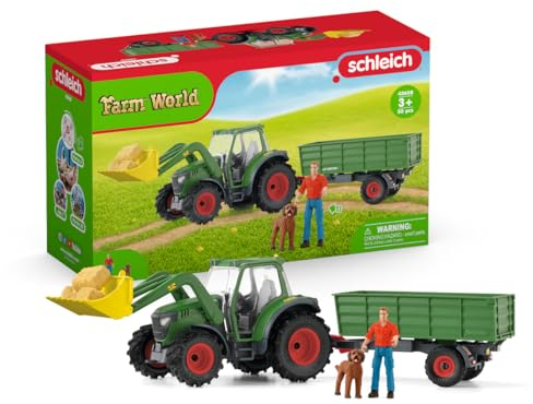 SCHLEICH 42608 Traktor mit Anhänger, ab 3 Jahren, Farm World - Spielset, 50 Teile