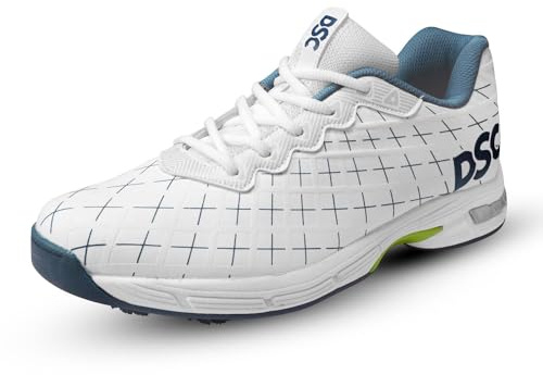 DSC Biffer 22, Scarpe da Cricket Unisex-Adulto, Bianco Blu, 11 UK