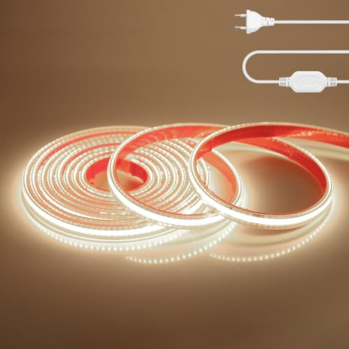 Wisada COB Tira LED 220V Blanco natural 4000K CRI>90 Brillo Alto Luminiscencia Lineal Alta Densidad 288LED/M Impermeable Luces LED para Gabinete Sala de estar Dormitorio,TV, Bar (0.5m)
