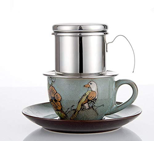 OQHAIR Percolador de café Filtros de Goteo de café vietnamita de Acero Inoxidable Cafetera de una Sola Taza Cafetera de Goteo - Portátil sin Papel para Uso en el hogar, Cocina, Oficina, a