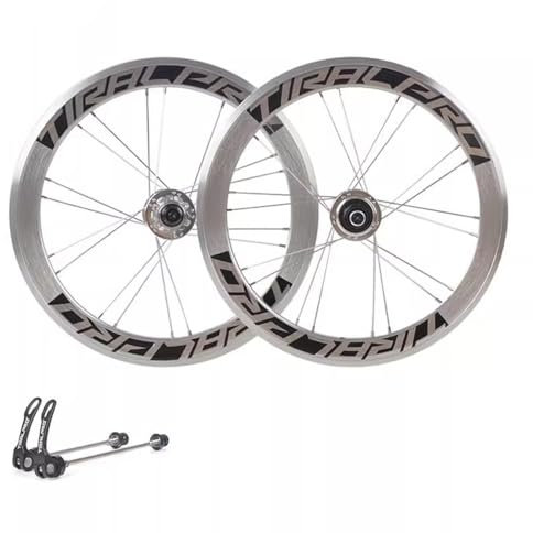 Klapprad Laufradsatz 16 20 Zoll BMX Vorderrad Hinterrad 349 406 451 Scheibenbremse Schnellspanner 40mm Hohe Felge Radsatz Kassettennabe 8 9 10 11 Gang (Color : Silver, Size : 349)