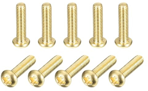 sourcing map Messing-Maschinenschrauben, M3 x 12 mm, Kreuzschlitz-Flachkopf-Befestigungsschrauben für Möbel, Büroausrüstung, Elektronik, 12 Stück