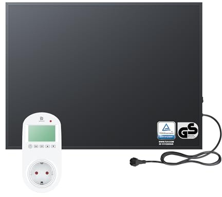 BR Bringer Infrarotheizung 450 Watt - mit Steck-Thermostat - Infrarot Elektroheizung Energiesparend - TÜV & GS - Deutsche Qualitätsmarke (schwarz)