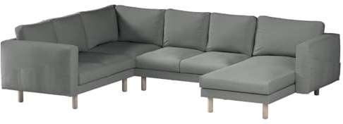 Dekoria Ersättning för överdrag för Norsborg, 5-sitsig hörnsoffa med Recamiere-soffa, lämplig för modell Nikkala, blå