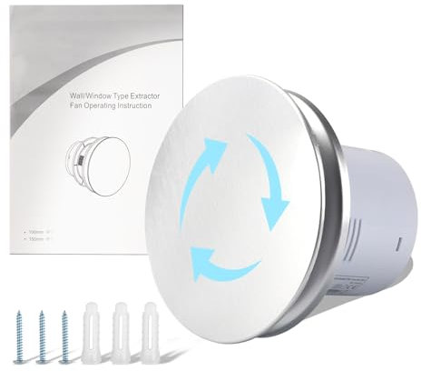 Domigard Aspiratore Bagno Silenzioso 100mm, 12W 160m³/h Ventilatore da Bagno con Pannelli Metallici,Estrattore Aria con Cavo 1,5m, Montaggio a Soffitto, per Cucina, Toilette, Ufficio, Garage, Cantina