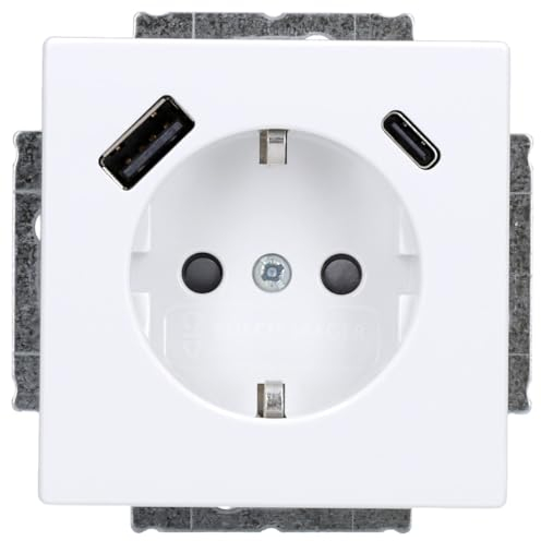 Busch-Jaeger 20 EUCB2USBAC-84 SCHUKO®-/USB-A+C Steckdose Safety+ Studioweiß Plattform 63 2CKA002011A6306
