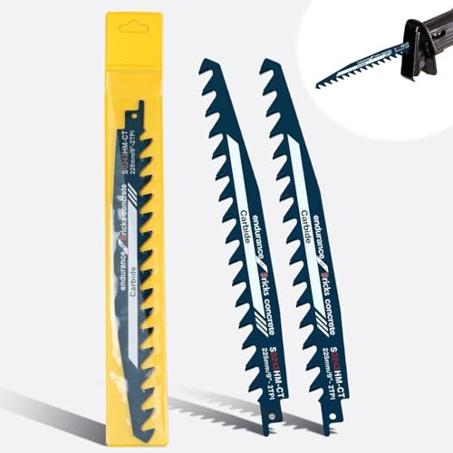 2 piezas Hojas Sierra Sable,Para hormigón celular, ladrillo, losas de cemento y hormigón, 225 mm,Perfectamente compatible con varias marcas de cuchillos
