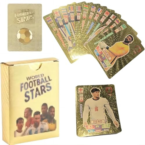 Umbrean Fußball-Stars Kartenspiel, Gold-Edition, für Erwachsene, geeignet für Partys, Geburtstage, Hochzeiten-55 Stück