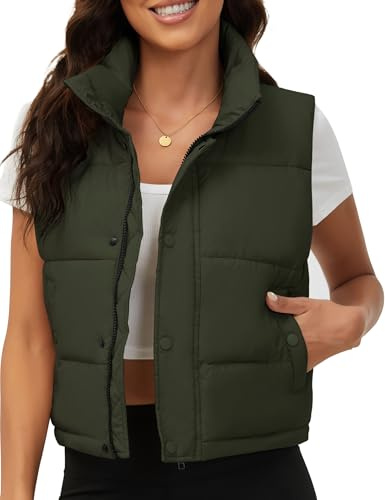 Fengbay Womens Puffer Gilets Sleeveless Stand Collar Quilted Padded Vest