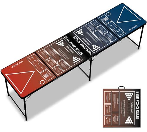 RedCupShop® Klappbarer Bierpong Tisch mit Regeln | Tragbar & Leicht | Wasserabweisend & Kratzfest | Partyspiele für Erwachsene