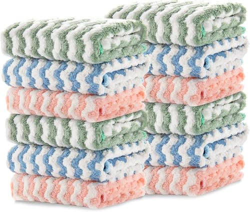 LIAESMART Küche Putzlappen, 12 Stück Mikrofaser Reinigungstücher Ultra Saugfähig Wiederverwendbar Lappen,Universal Reinigungstücher für Küche, Badezimmer, Auto-30x30cm(Mehrfarbig)