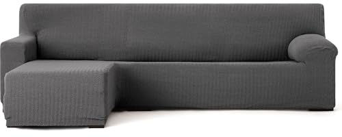 ECOMMERC3 | Copridivano Chaiselongue Braccio corto sinistro super elastico bielastico - Copridivano Chaiselong colore grigio scuro con schiume di fissaggio e gomme di regolazione valida destra o