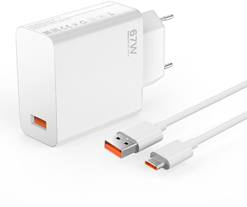 67W USB Ladegerät Netzteil für Xiaomi Redmi Note 15 14 Pro 13 5G/12 Pro,Poco X7 X6 /Mi Pad 6 7 Pro/13,Mi 17 Ultra 15t 14T 13T Poco F5Pro Poco M5 X6 X5 GT F6 F5Pro Netzteil mit 6A Typ C Ladekabel