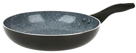 Crealys 529577 Poêle Aluminium AUTAN Ø 28 cm H 5,5 cm - Revêtement Antiadhésif Sain en Céramique effet pierre - Coloris Gris - Manche thermorésistant silicone - Tous feux dont induction