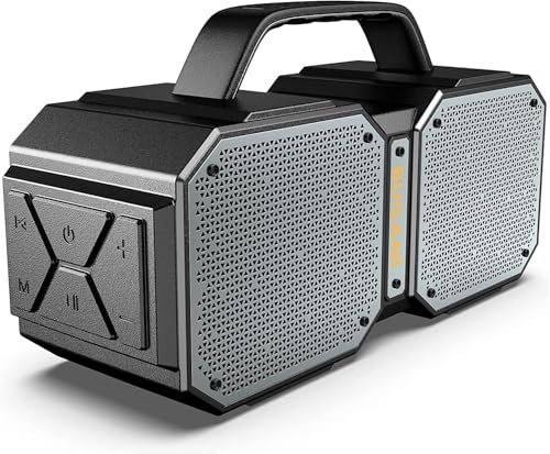 BUGANI Enceinte Portable Bluetooth sans Fil, 60W Enceinte Puissante, 32H, Bluetooth 5.3 Speaker, IPX6, USB/AUX/TF Carte/EQ, pour Fêtes/Voyage/Extérieur, Noir