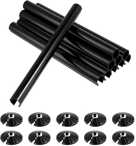 10PCS Radiator Pipe Covers and Collars, 15mm x 200mm Pipe Snap PVC Plastic Snap-On Sleeves for Finishing Exposed Pipes, Heat-Resistant & Durable