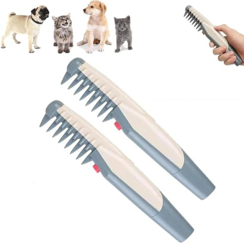 2-in-1 Elektrischer Kamm und Trimmer für Haustiere - Sanfter Knotenentferner für Hunde und Katzen, sicheres Entwirren und Trimmen der Haare für Körper, Pfoten und Gesicht (2Pcs)