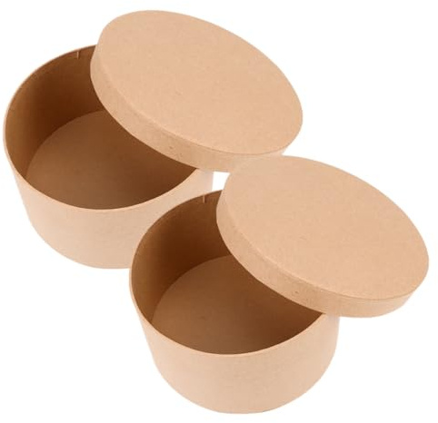 Holibanna 2stücke Runde Bonbonschachtel Aus Pappmaché Mit Deckel Für Diy-projekte Hochzeiten Geburtstage Als Verpackung Für Leckerlis Und Kekse
