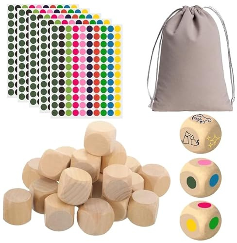 30 Pezzi Cubo a 6 Facce con Angoli Arrotondati Progetti Fai-Da-Te,20 mm Cubi in Legno Grezzo Dadi,Dadi di Legno Semplici con Angoli Arrotondati,per Artigianato,Oggetti di Gioco,Pittura e Puzzle