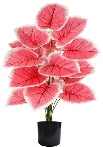 Vmhkjo Kunstpflanzen Groß 75cm Hoch 18 Zweige Grünpflanzen im Topf Künstliche Pflanzen Wie Echt Outdoor Tropical Hawaii Grün Fake Plant für Schlafzimmer Büro Garten Hochzeit Party Deco