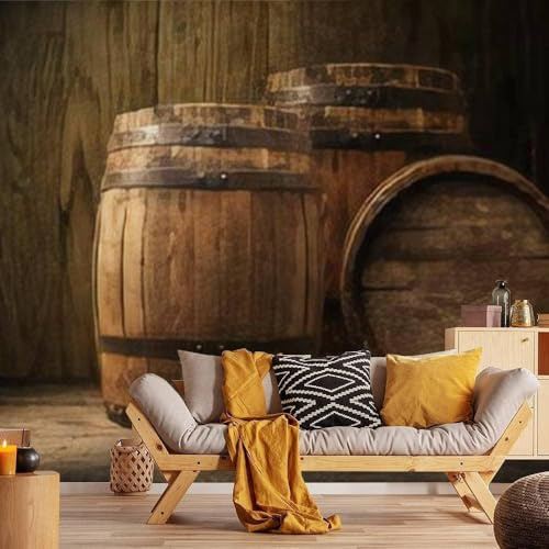 Fotomurale 3D Murale Autoadesivo Botte Di Legno Della Botte Di Vino Della Retro Cantina 250(W) X175(H) Cm Camera Dei Bambini Bar Ufficio Soggiorno Ristorante Negozio Di Corridoio H-1083340