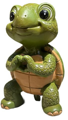 Statue De Tortue De Jardin, Statue de Tortue Mignonne Art de Jardin, Figurines Animales Ornements de Pelouse pour Anniversaire Salon Chambre Bureau Cour Porche Patio Balcon Étang Décorations Extérieur