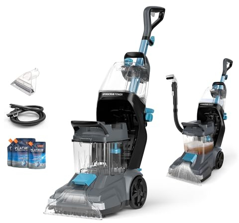 Vax SpinScrub Power Carpet Cleaner Machine, Rug, Upholstery, Car, Stair Upright Shampooer Washer. Handheld Spot Cleaning, Wash Tool, Additional Solution, 1200W, Grey/Cyan, CDCW-SSXD
