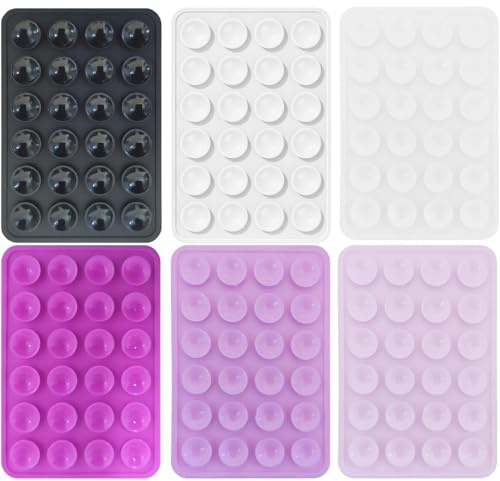 LeGeYo Pad a ventosa in silicone 6 pezzi retro adesivo 24 micro‑ventose presa forte per superfici lisce selfie video a mani libere compatibile con cover – Multicolore