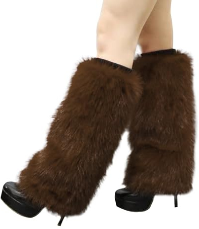 YJZQ Damen Plüsch Beinwärmer flauschige Beinlinge Sexy Fellstulpen Beinstulpen Winter Warme Stulpen Pelzigen Beinlinge Stiefel-Bezüge bequem Kunstpelz Beinwärmer für Winterwärmer 40CM