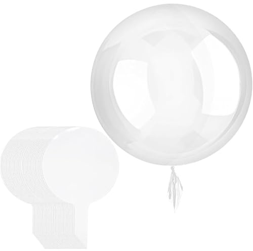 DAGLLGEW Bobo Balloons 24 Zoll 25 Stück LED-Licht Geburtstagsparty Zubehör Klare Ballons PVC Bobo Ballons für drinnen und draußen Weihnachten Hochzeit Geschenke Dekoration Klare Blasen Ballo
