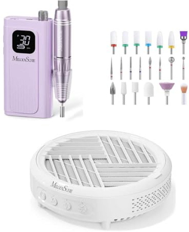 MelodySusie SC300F Nagelfräser + Hpro Staubabsaugung für Nägel + 21 Stück Nagelfräser Aufsätze