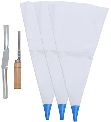 Tile Grout Masonry Mortar Bag Kit with 3 Reusable PVC Grout Bags Stainless Steel Tips Brick Jointer and Tuck Pointer for Tile Grouting Stone Repair Concrete Piping
