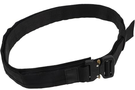 BESPORTBLE Cinturón Táctico Doble Capa Negro M, Cinturón de Patrulla Rígido de Nailon Resistente con Hebilla de Liberación Rápida, Soporte Multiusos para Deportes de Tiro y Trabajo al Aire