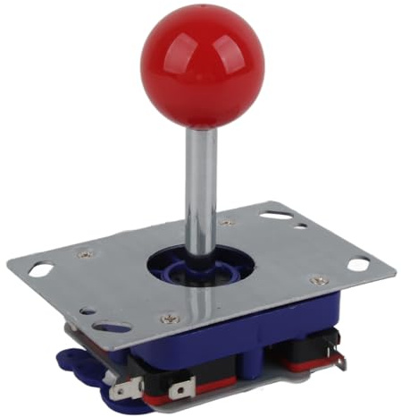 OPPWONG Game Joystick, 2 Way 4 Way 8 Operation Joystick, Anti-Slip Mutter med Rött Kulhandtag, Perfekt för Kontrollpaneler i trä och Kampspelskonsoler